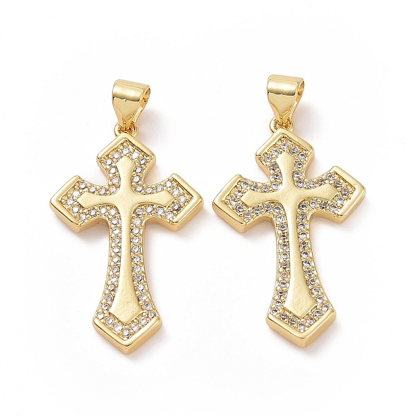 

PandaHall Brass Cubic Zirconia Pendants, Religion Cross Charm, Golden, 28x17x2.5mm, Hole: 3x5mm Brass+Cubic Zirconia Cross Clear