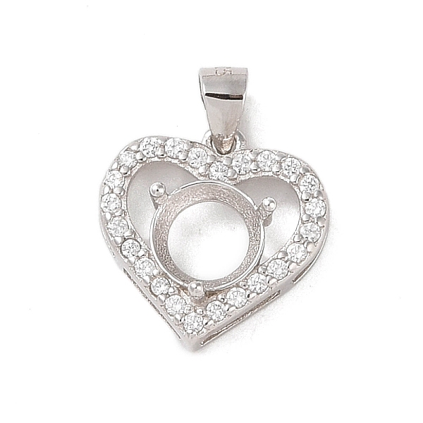 

PandaHall 925 Sterling Silver Micro Pave Cubic Zirconia Pendant Setting, Open Back Settings , Heart, Tray: 6mm, 12.5x12.5x4.5mm, Hole: 4mm...