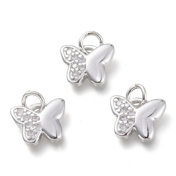 

PandaHall Brass Micro Pave Clear Cubic Zirconia Pendants, with Jump Rings, Butterfly, Real Platinum Plated, 9x10.5x2mm, Hole: 3.5mm...