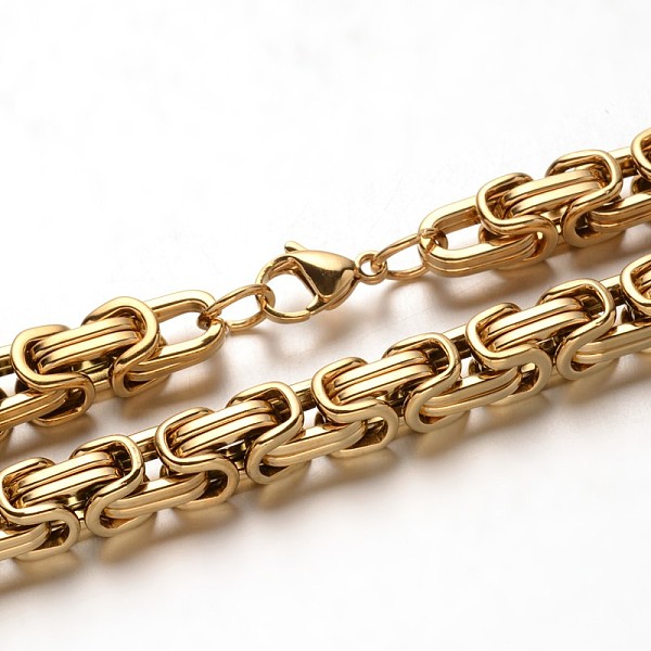 

PandaHall Trendy 304 Stainless Steel Byzantine Chain Bracelets, with Lobster Clasps, Golden, 8-1/4 inch(210mm) 304 Stainless Steel