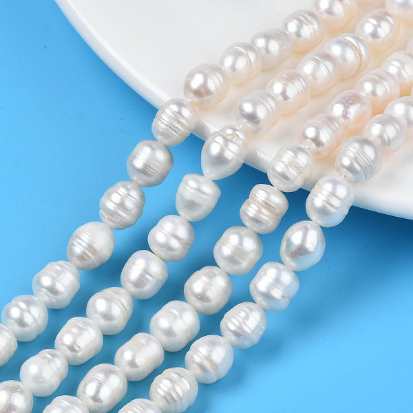 

PandaHall Natural Cultured Freshwater Pearl Beads Strands, DIY Material for Mother's Day Gift, Polished Rice, Seashell Color...