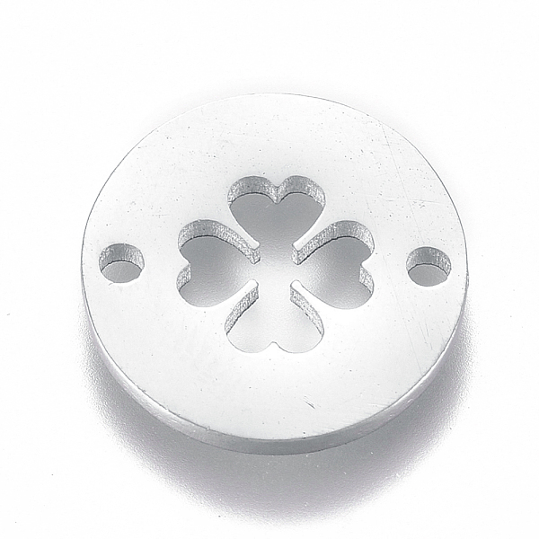 

PandaHall 304 Stainless Steel Links connectors, Flat Round with Four Leaf Clover, Stainless Steel Color, 12x1mm, Hole: 1.2mm 304 Stainless...