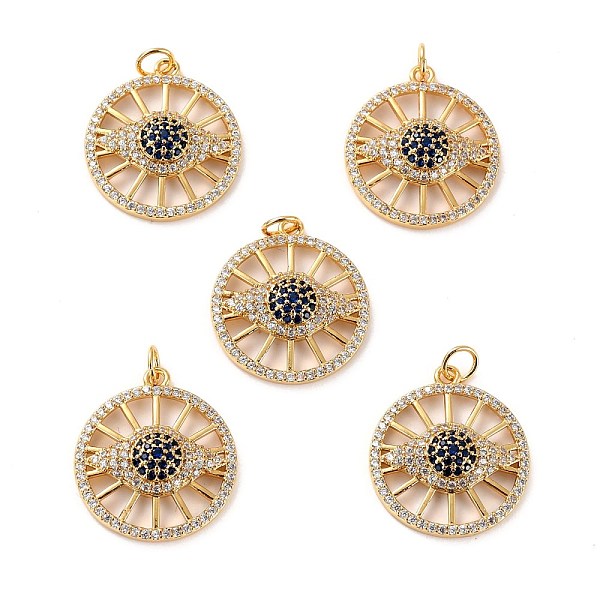 

PandaHall Brass Micro Pave Cubic Zirconia Pendants, Long-Lasting Plated, Cadmium Free & Lead Free, Flat Round with Eye, Real 18K Gold Plated..., Multicolor