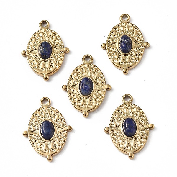 

PandaHall Vacuum Plating 201 Stainless Steel Natural Lapis Lazuli Pendants, Real 18K Gold Plated, Oval Charms, 21x15x4mm, Hole: 1.6mm Lapis...