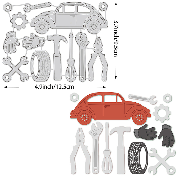 

PandaHall BENECREAT 9.5x12.5cm Car Accessories Metal Cutting Dies, Auto Repair Theme Tire Pliers Wrench Die Cuts Embossing Stencil for Card...