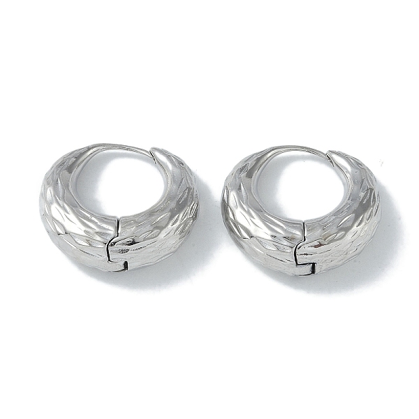 

PandaHall Texture Ring Brass Stud Earrings for Women, Real Platinum Plated, 22.5x10mm Brass Ring