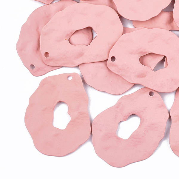 

PandaHall Spray Painted Iron Pendants, Light Coral, 44x34x2mm, Hole: 1mm Iron Others Red