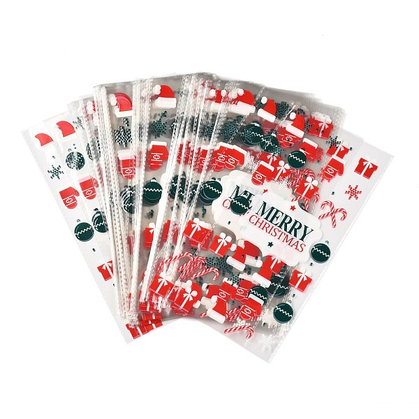

PandaHall Christmas Theme Plastic Storage Bags, for Chocolate, Candy, Cookies Gift Packing, Christmas Sock Pattern, 27x13x0.01cm, 100pcs/bag...