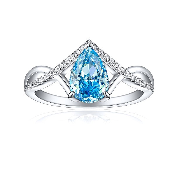 

PandaHall 925 Sterling Silver Micro Pave Cubic Zirconia Plain Band Rings, Real Platinum Plated, Teardrop, Deep Sky Blue, US Size 7(17.3mm)...