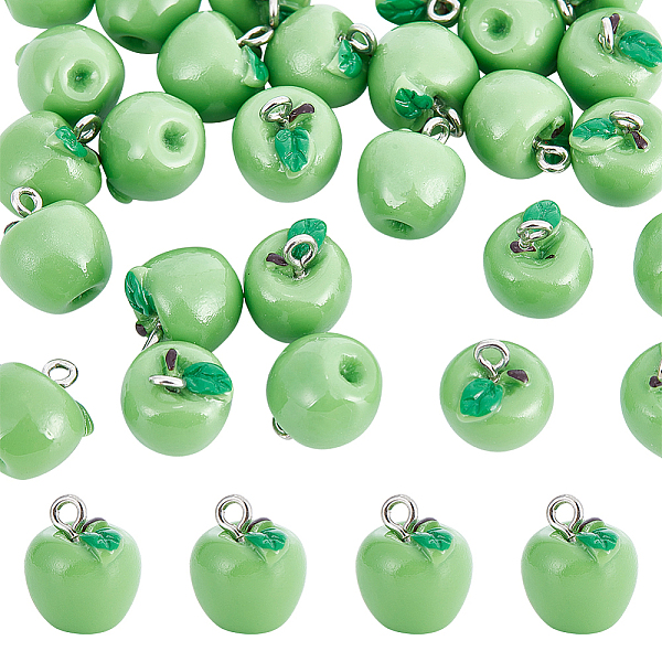 

PandaHall CHGCRAFT 30Pcs Green Apple Fruit Charms Resin Fruit Pendants 3D Dangle Pendant Ornaments with Hanging Loops for Earring Bracelet...