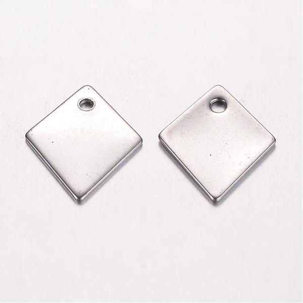

PandaHall 201 Stainless Steel Pendants, Rhombus, Tag Pendants, Stainless Steel Color, 17x14x1mm, Hole: 1.5mm 201 Stainless Steel Rhombus