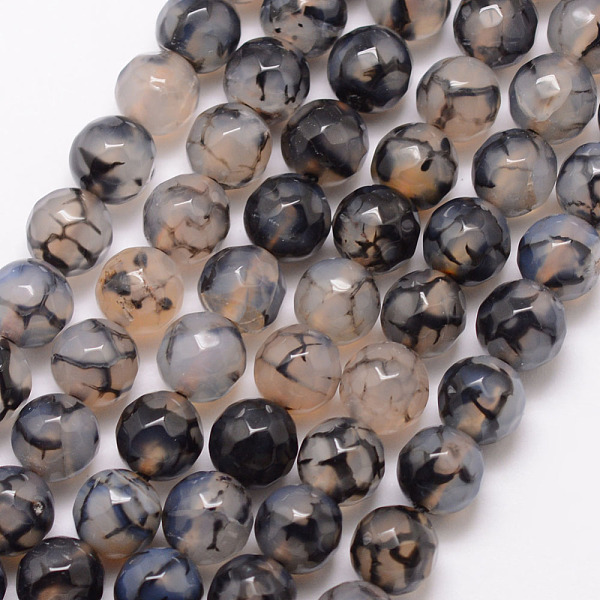 

PandaHall Natural Dragon Veins Agate Bead Strands, Round, Grade A, Faceted, Dyed & Heated, Black, 8mm, Hole: 1mm, about 47pcs/strand, 15...