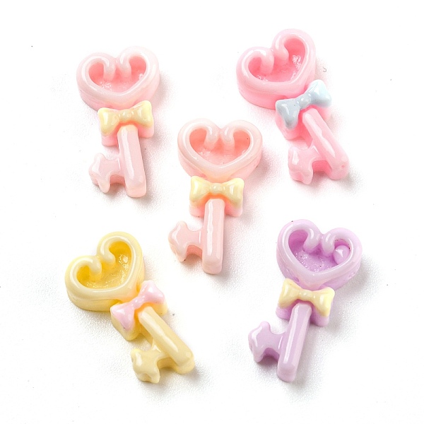 

PandaHall Opaque Resin Decoden Cabochons, Heart Shaped Key with Bowknot, Mixed Color, 14.5x8x4.5mm Resin Key Multicolor