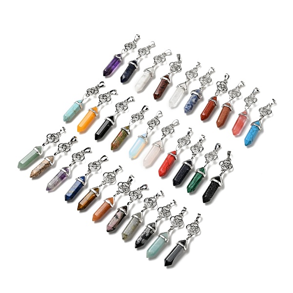 

PandaHall Natural & Synthetic Gemstone Pendant, with Platinum Tone Brass Findings, Cadmium Free & Lead Free, Flower, 65~68mm, Hole: 4.6x8mm...