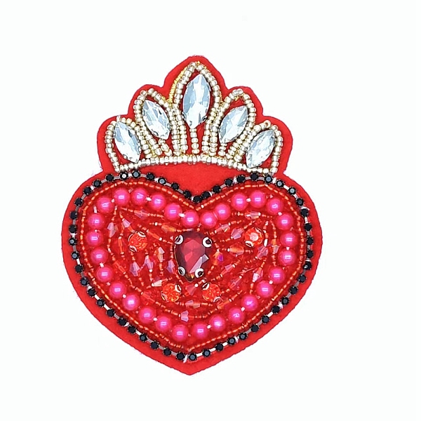 

PandaHall Heart Beading Sequin Rhinestone Costume Accessories, for Valentine's Day, Red, 86x71mm Cloth Heart Red