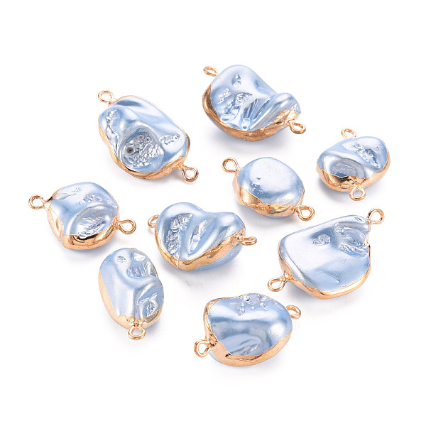 

PandaHall Electroplate Freshwater Shell Links Connectors, with Golden Iron Edge and Loops, Nuggets, Creamy White, 23~34x12~19x7.5~13.5mm...