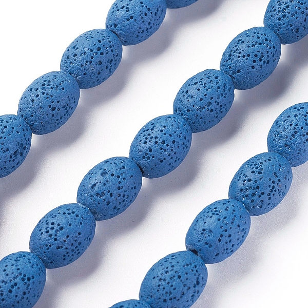 

PandaHall Natural Lava Rock Beads Strands, Dyed, Rice, Steel Blue, 15~15.5x11~11.5mm, Hole: 2mm, about 27pcs/Strand, 15.94 inch(40.5cm) Lava...