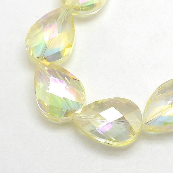 

PandaHall Electroplate Crystal Glass Teardrop Beads Strands, Faceted, Rainbow Color Plated, Champagne Yellow, 24x17x11mm, Hole: 1mm, about...