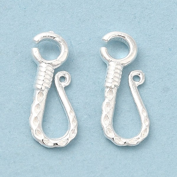 

PandaHall Brass S-Hook Clasps, Cadmium Free & Lead Free, 925 Sterling Silver Plated, 12.5x7x2mm, Hole: 2mm and 0.7mm Brass
