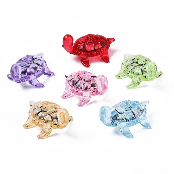 

PandaHall Transparent Acrylic Pendants, Turtle, Mixed Color, 37x28x20mm, Hole: 2mm, about 130pcs/500g Acrylic Tortoise Multicolor