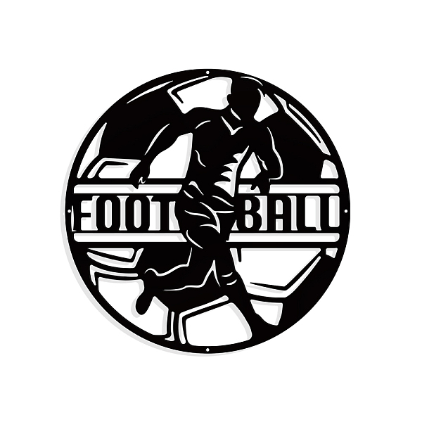PandaHall Iron Wall Art Decorations, for Front Porch, Living Room, Kitchen, Matte Style, Football Pattern, 272x1mm Iron Football