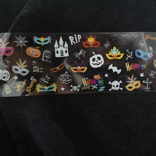 

PandaHall Nail Art Transfer Stickers, Nail Decals, DIY Nail Tips Decoration for Women, Halloween Themed Pattern, Colorful, 40mm, 500m/roll...