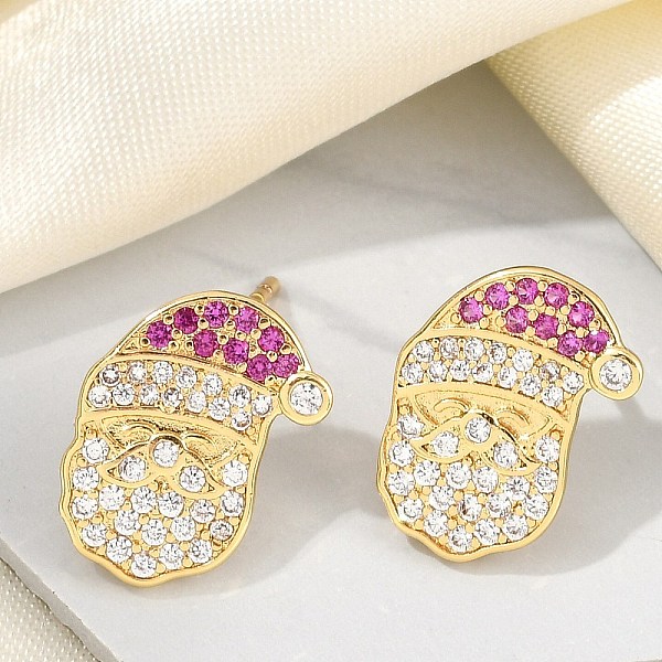 Christmas Rack Plating Brass Cubic Zirconia Stud Earrings
