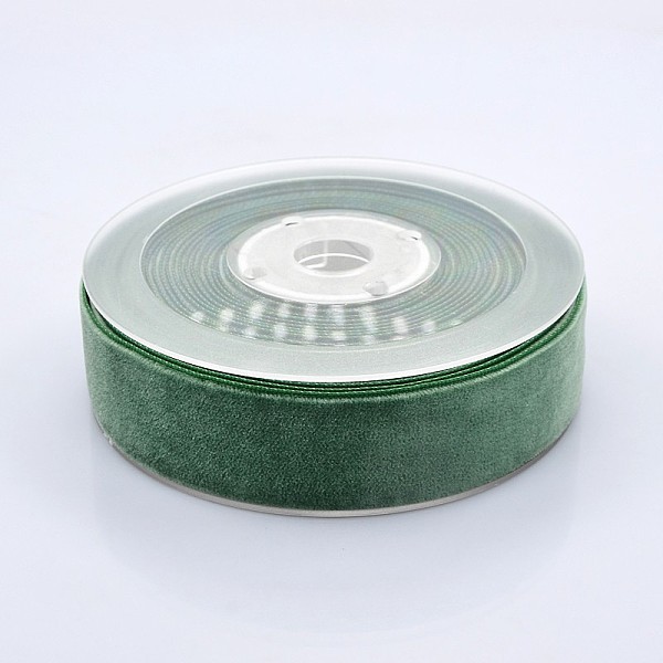 PandaHall Polyester Velvet Ribbon for Gift Packing and Festival Decoration, Green, 1 inch(26mm), about 25yards/roll(22.86m/roll) Velvet None...