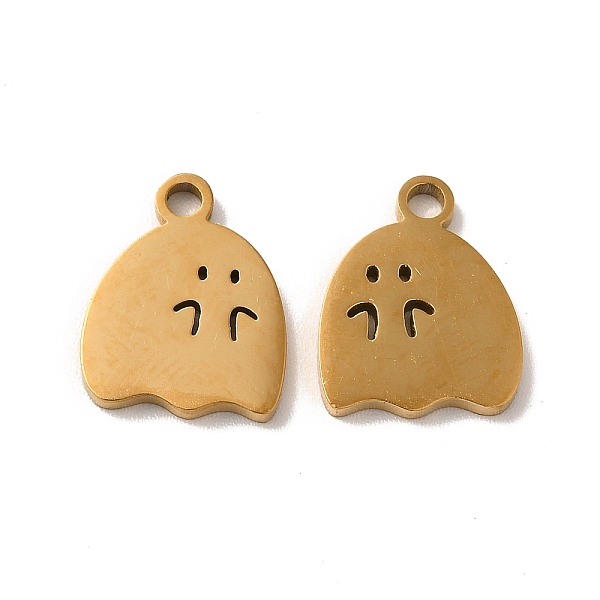 

PandaHall Ion Plating(IP) 304 Stainless Steel Charms, Ghost Charm, Real 18K Gold Plated, 14x11x1.5mm, Hole: 2mm 304 Stainless Steel Ghost