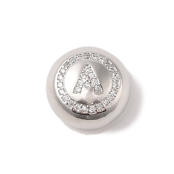 

PandaHall Rack Plating Brass & Cubic Zirconia Pendants, Cadmium Free & Lead Free, Long-Lasting Plated, Flat Round with Letter, Letter A..., Clear