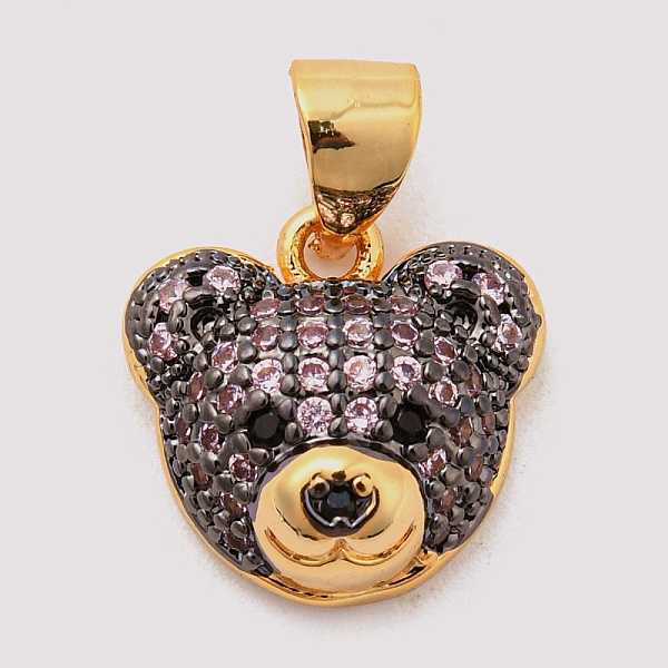

PandaHall Rack Plating Brass Micro Pave Cubic Zirconia Charms, Cadmium Free & Lead Free, Real 18K Gold Plated, Long-Lasting Plated, Bear..., Pink