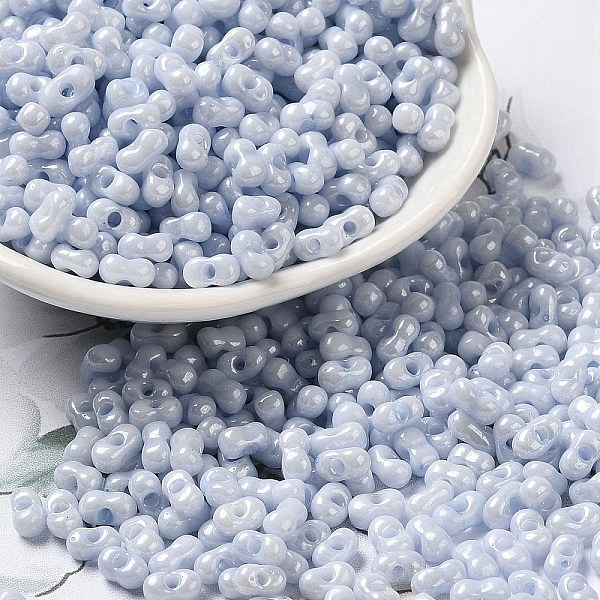 

PandaHall Glass Seed Beads, Peanut, Light Steel Blue, 5.5~6x3~3.5x3mm, Hole: 1~1.2mm, about 4000pcs/pound Glass Peanut