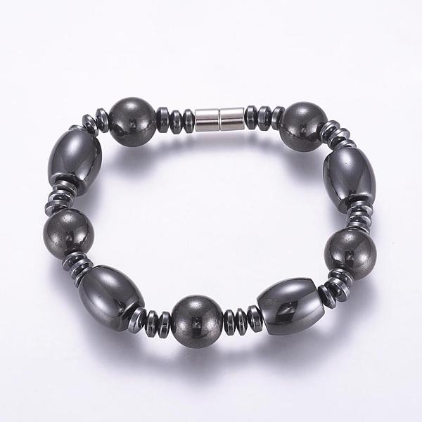 

PandaHall Magnetic Synthetic Hematite Beaded Bracelets, with Magnetic Clasps, 8-1/4 inch(210mm) Hematite