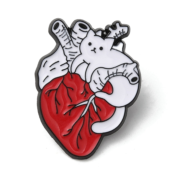 Katze Mit Herzoperation Anatomie Emaille Pin