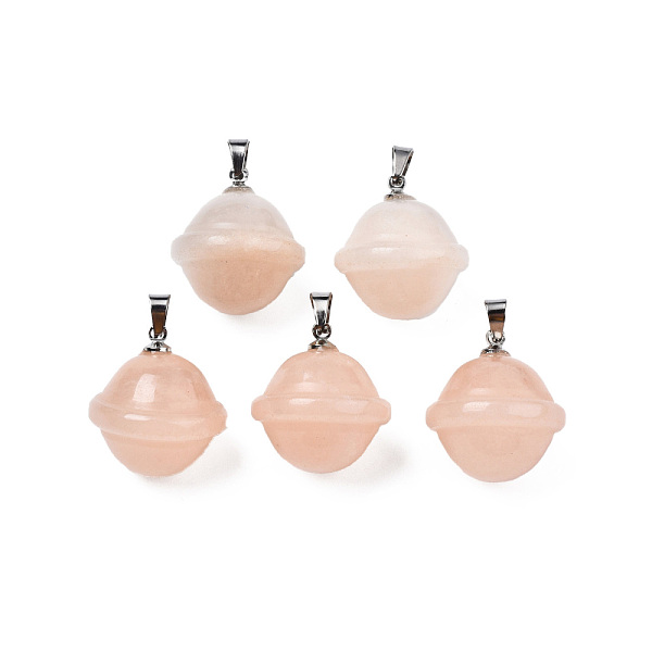 

PandaHall Natural Pink Aventurine Pendants, with Stainless Steel Color Tone Stainless Steel Findings, Planet, 22.5x20mm, Hole: 3x5mm Pink...