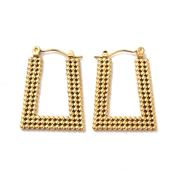 

PandaHall Ion Plating(IP) 304 Stainless Steel Trapezoid Hoop Earrings for Women, Golden, 27.5x20x1.5mm, Pin: 0.7mm 304 Stainless Steel