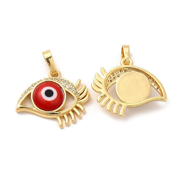 

PandaHall Rack Plating Brass Micro Pave Clear Cubic Zirconia Pendants, with Handmade Evil Eye Lampwork, Cadmium Free & Lead Free..., Red