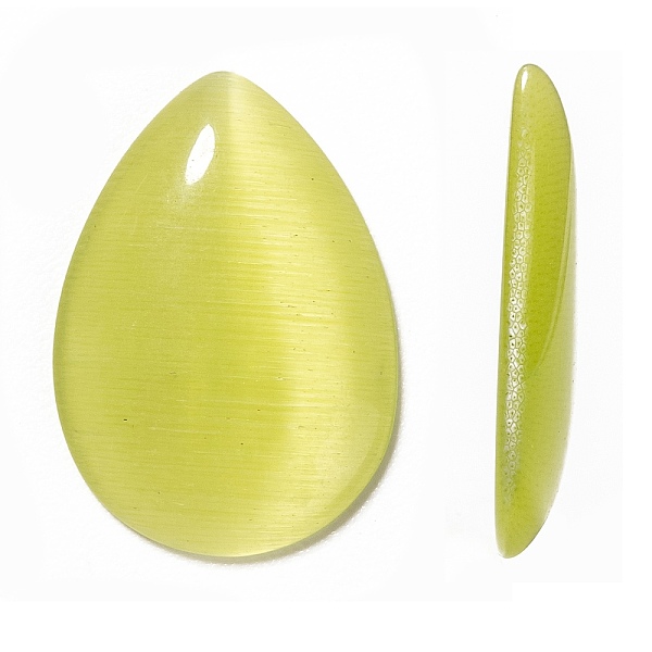

PandaHall Cat Eye Cabochons, Green Yellow, teardrop, about 13mm wide, 18mm long, 5mm thick Glass Teardrop