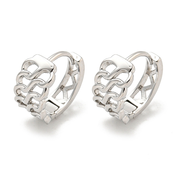 

PandaHall Chain-Shaped Brass Hoop Earrings, Real Platinum Plated, 13x6.5mm Brass Others