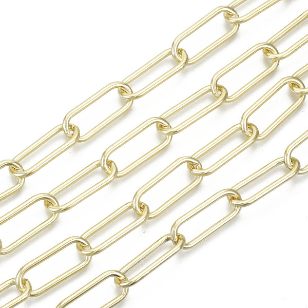 

PandaHall Unwelded Iron Paperclip Chains, Drawn Elongated Cable Chains, with Spool, Real 16K Gold Plated, 24.4x10x2mm, about 32.8 Feet...