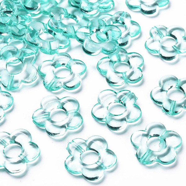 

PandaHall Transparent Acrylic Bead Frames, Flower, Turquoise, 19x20x3.5mm, Hole: 1.6mm, Inner Diameter: 6.5mm, about 632pcs/500g Acrylic..., Green