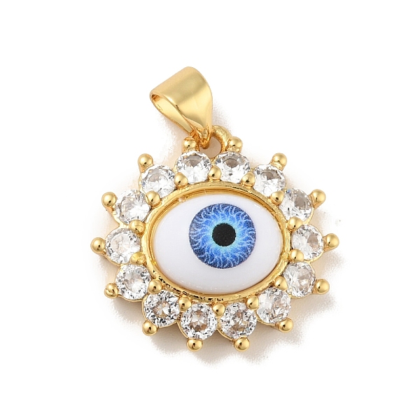 

PandaHall Brass Micro Pave Cubic Zirconia Pendants, with Acrylic, Cadmium Free & Lead Free, Long-Lasting Plated, Evil Eye, Real 18K Gold...