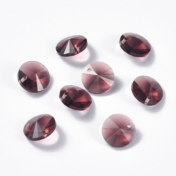 

PandaHall Glass Charms, Faceted, Cone, Indian Red, 14x7mm, Hole: 1mm Glass Cone