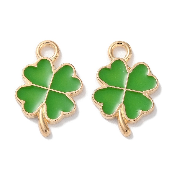 

PandaHall Alloy Enamel Pendants, Clover Charms, Lime Green, 19x12x1.5mm, Hole: 2.2mm Alloy Clover