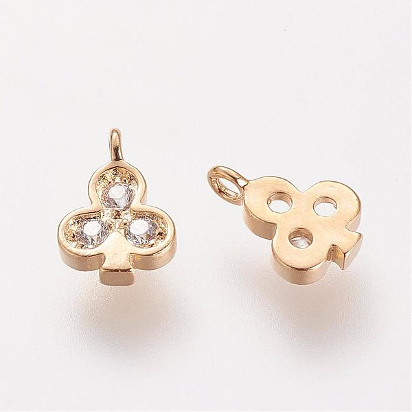 

PandaHall Brass Cubic Zirconia Pendants, Nickel Free, Real 18K Gold Plated, 7x5x1mm, Hole: 1mm Brass+Cubic Zirconia Others