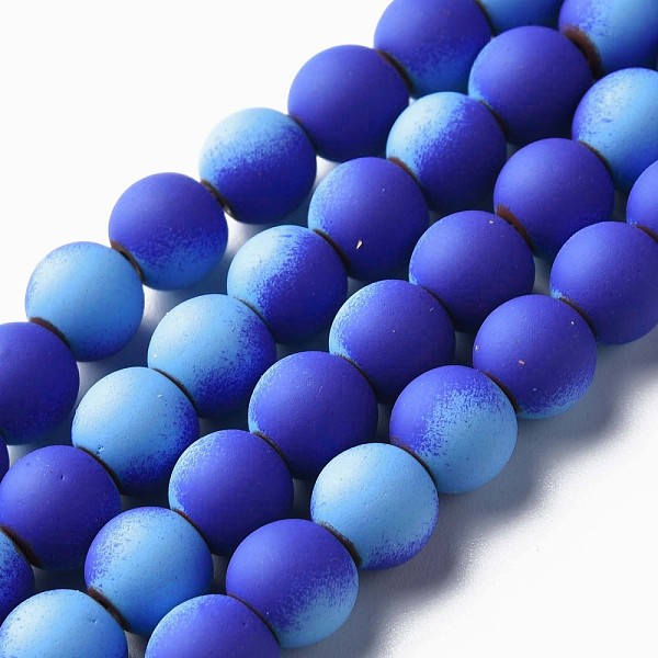 

PandaHall Spray Painted Non-magnetic Synthetic Hematite Beads Strands, Round, Medium Blue, 8x7.5mm, Hole: 1mm, about 53~40pcs/strand, 15.55...