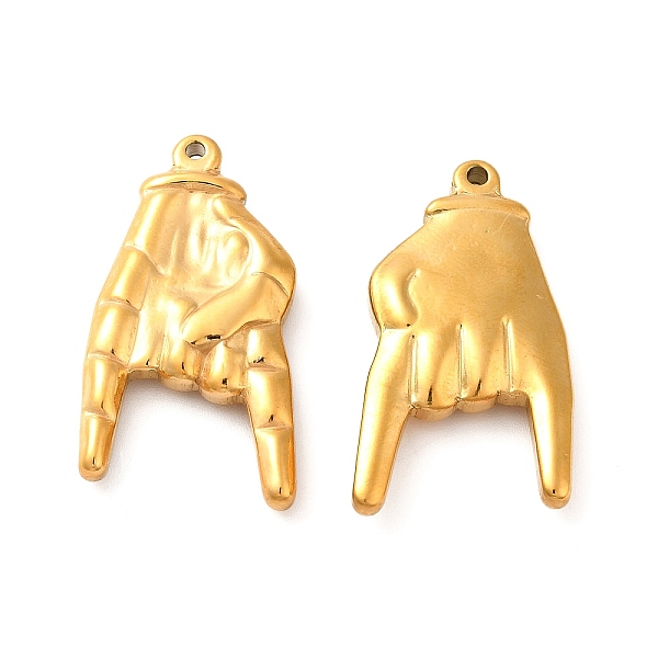 

PandaHall Ion Plating(IP) 304 Stainless Steel Pendants, Palm Charms, Golden, 37x20x5.5mm, Hole: 1.5mm 304 Stainless Steel Palm