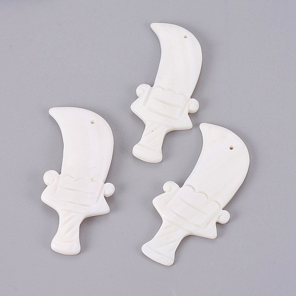 

PandaHall Natural White Shell Mother of Pearl Shell Pendants, Dagger, 48x23~24x2.5~3mm, Hole: 1mm White Shell Others White