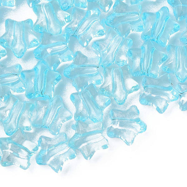 

PandaHall Transparent Acrylic Beads, Star, Sky Blue, 9x9.5x5.5mm, Hole: 2mm, about 2000pcs/500g Acrylic Star