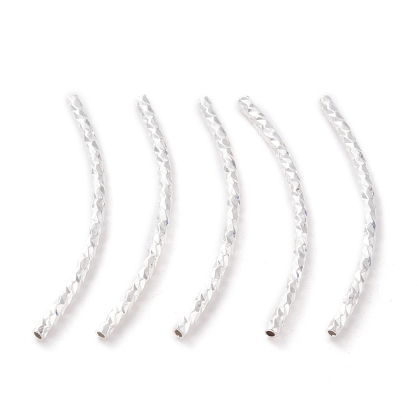 

PandaHall Brass Tube Beads, Long-Lasting Plated, Curved Beads, Tube, 925 Sterling Silver Plated, 29.5x1.5mm, Hole: 0.8mm Brass Tube